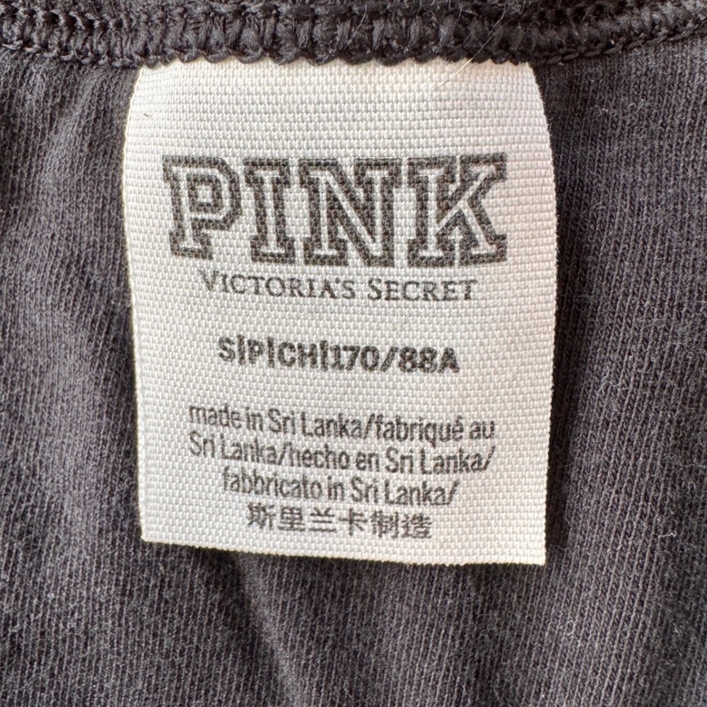 Pink Victoria Secret Ribbed Tank Top Women Small Black Stretch Lounge Shelf Bra - Picture 6 of 10